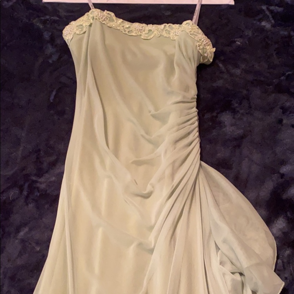 Light green evening dress